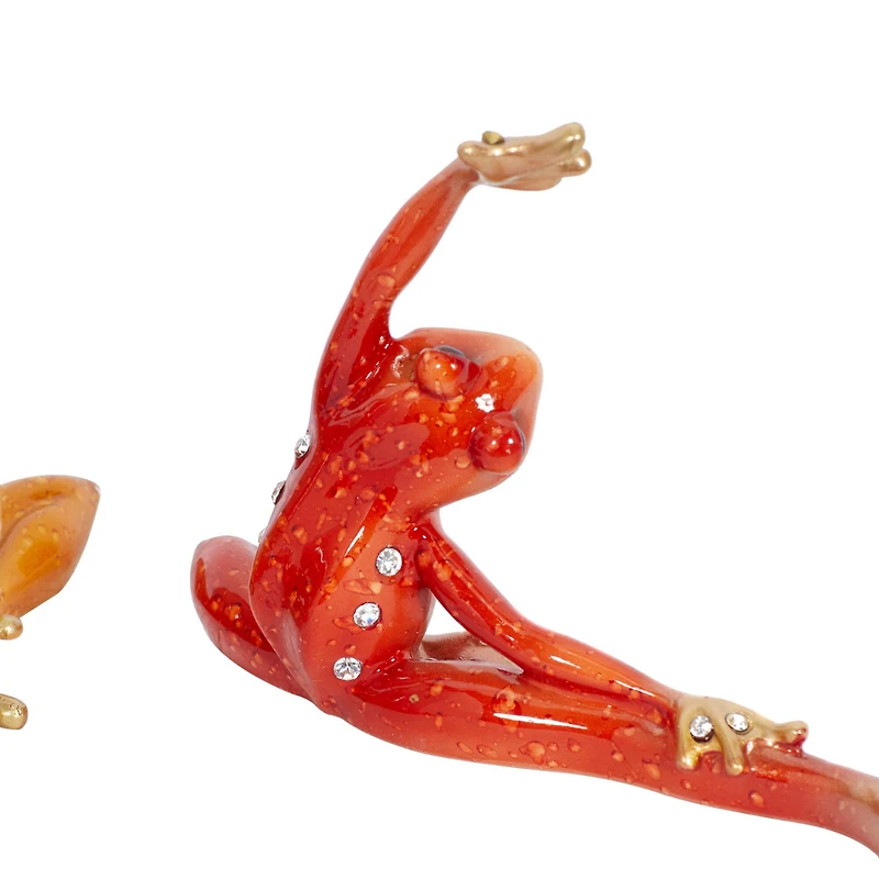 Set of 3 Gold Eclectic Polystone Frog Sculpture 8" x 5"