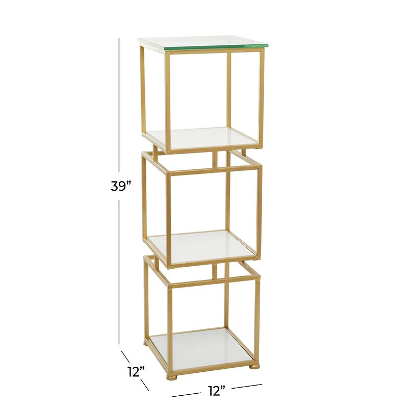 Gold Marble Glam Shelving Unit, 39" x 12" x 12"