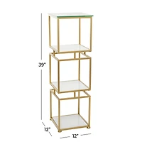 Gold Marble Glam Shelving Unit, 39" x 12" x 12"