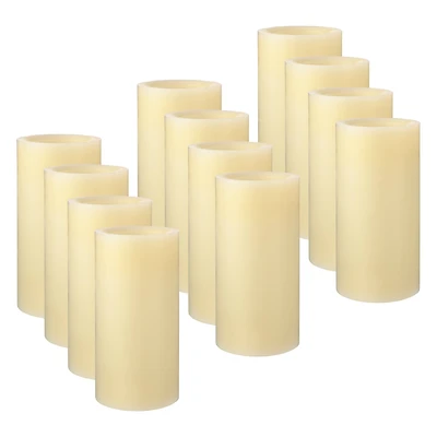 12 Pack: 3" x 6" Cream LED Wax Pillar Candle by Ashland®