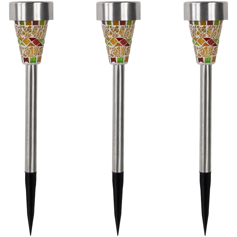 15.5" Mosaic Stained Glass Solar Powered LED Pathway Markers