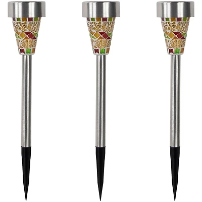 15.5" Mosaic Stained Glass Solar Powered LED Pathway Markers