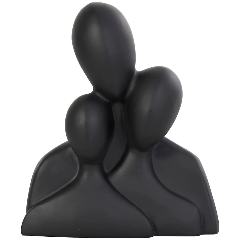 11" Black Polystone Abstract Nesting Family 3-Head Sculpture