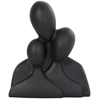 11" Black Polystone Abstract Nesting Family 3-Head Sculpture