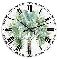 Designart Mixed Botanical Greens Palms III Farmhouse Wall Clock