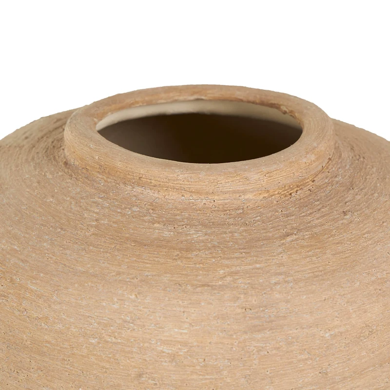 16" Beige Ceramic Wide Textured Vase