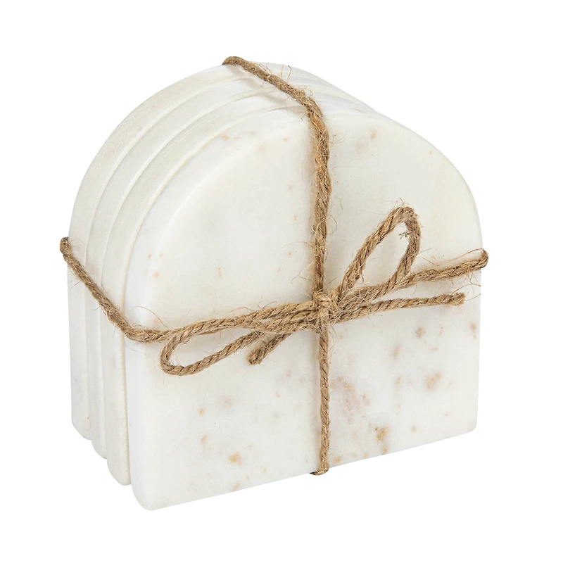 Hello Honey® White Modern Arched Marble Coaster Set