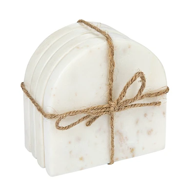 Hello Honey® White Modern Arched Marble Coaster Set