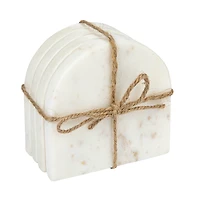 Hello Honey® White Modern Arched Marble Coaster Set
