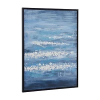 Blue Wood Modern Framed Wall Art 39" x 30"