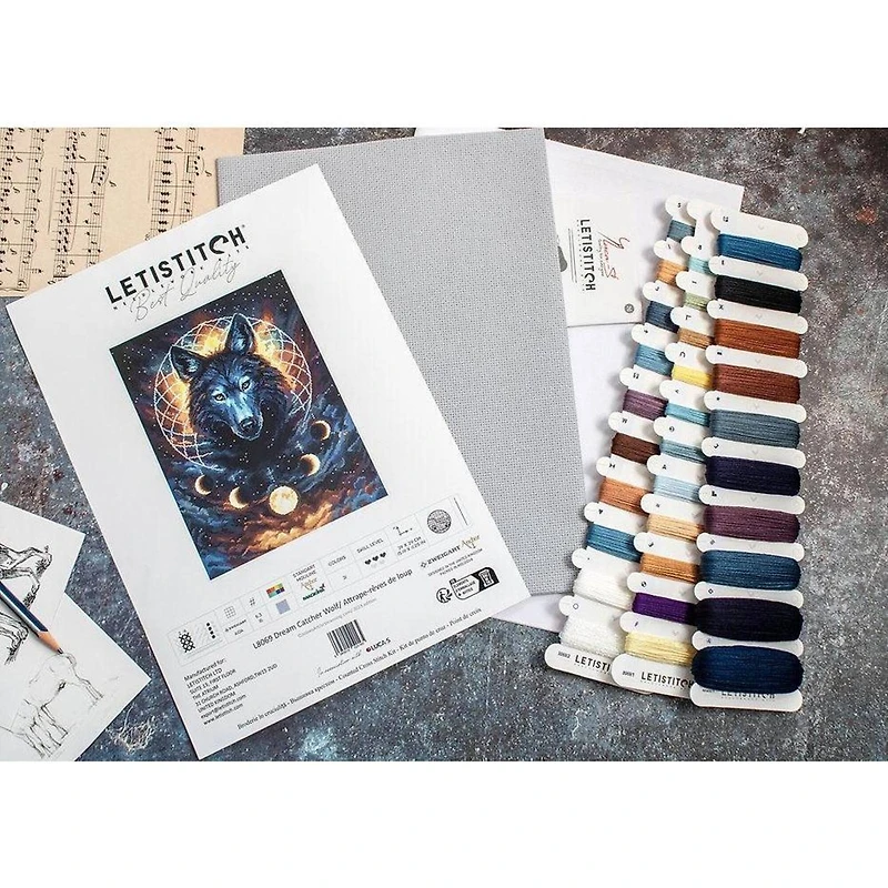 LetiStitch Dream Catcher Wolf Counted Cross Stitch Kit