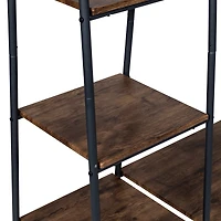 Honey Can Do Black/Natural Freestanding Metal Clothing Rack with Wood Shelves