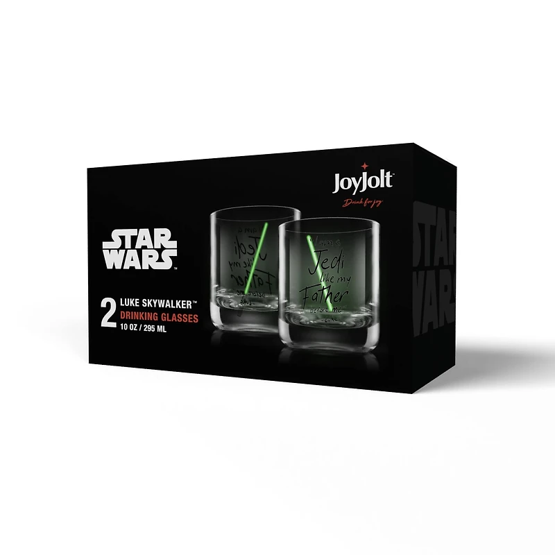 JoyJolt® Star Wars™ 10oz. New Hope Luke Skywalker Green Lightsaber Short Drinking Glass, 2ct.