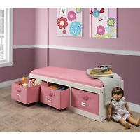 Badger Basket Kid's Cushioned Storage Bench With Three Bins