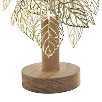 Gold Metal Layered Cutout Leaf Christmas Tree Sculpture Set