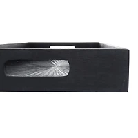Set of 3" Black Wood Contemporary Trays, 3" x 16" x 10"