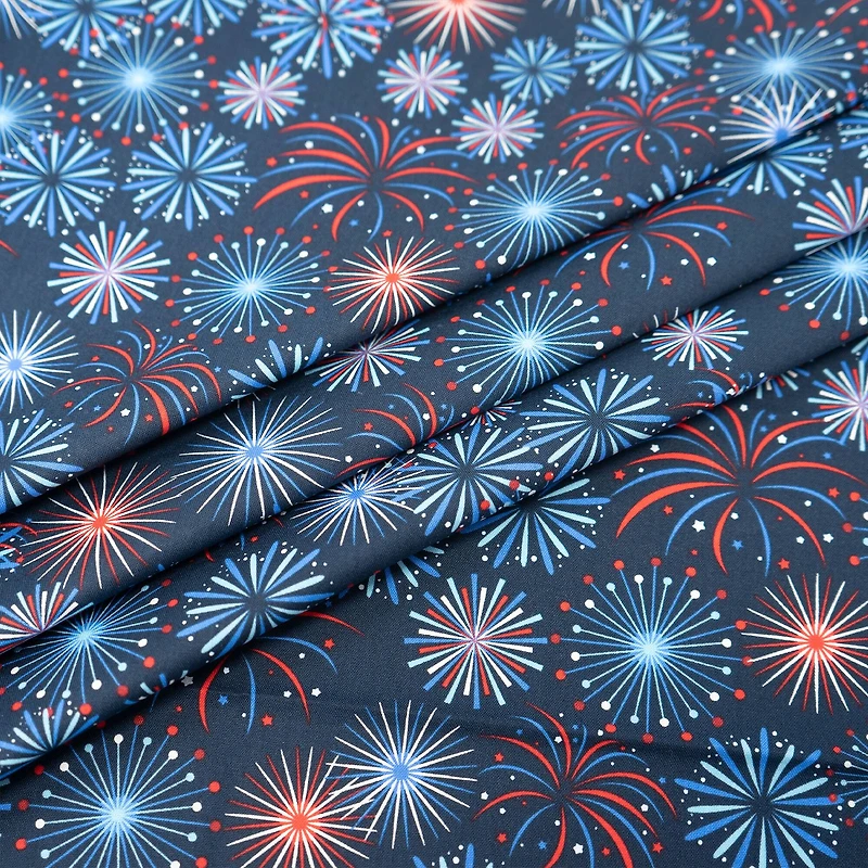 SINGER Patriotic Fireworks Print Ringspun Cotton Fabric