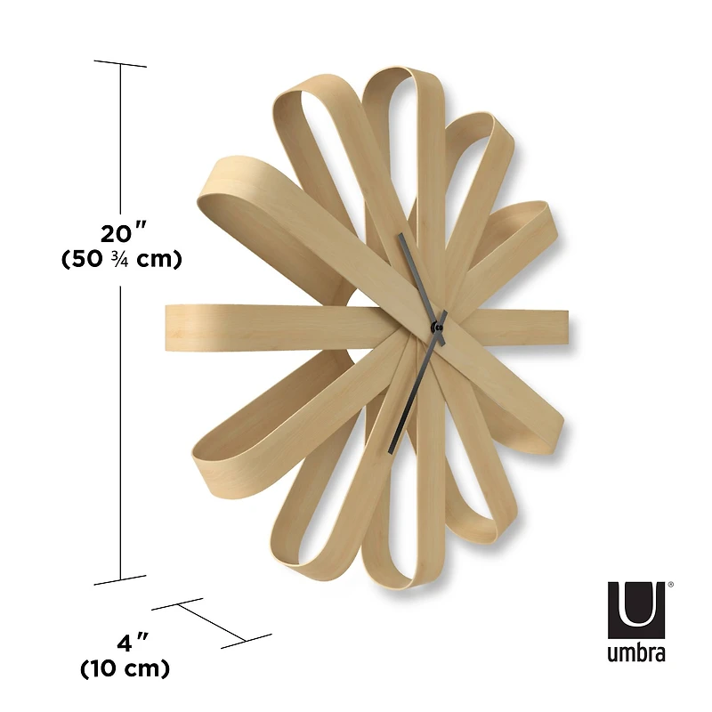 Umbra 20" Natural Ribbonwood Round Wall Clock