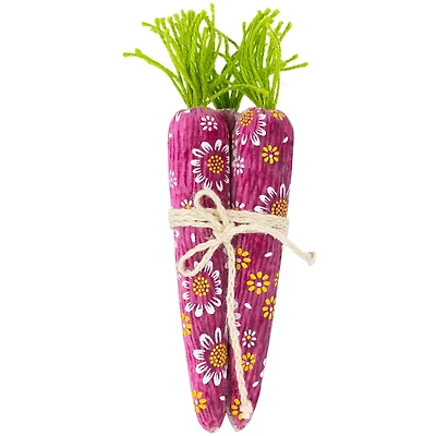 10.25" Floral Easter Carrot Decorations Set