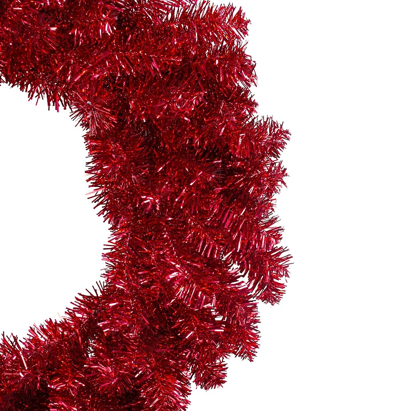 24" Red Metallic Double Tinsel Christmas Wreath