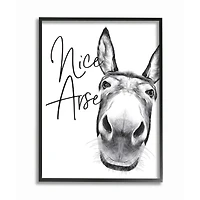 Stupell Industries Animal Humor Nice Arse Donkey Bathroom Phrase Framed Wall Art