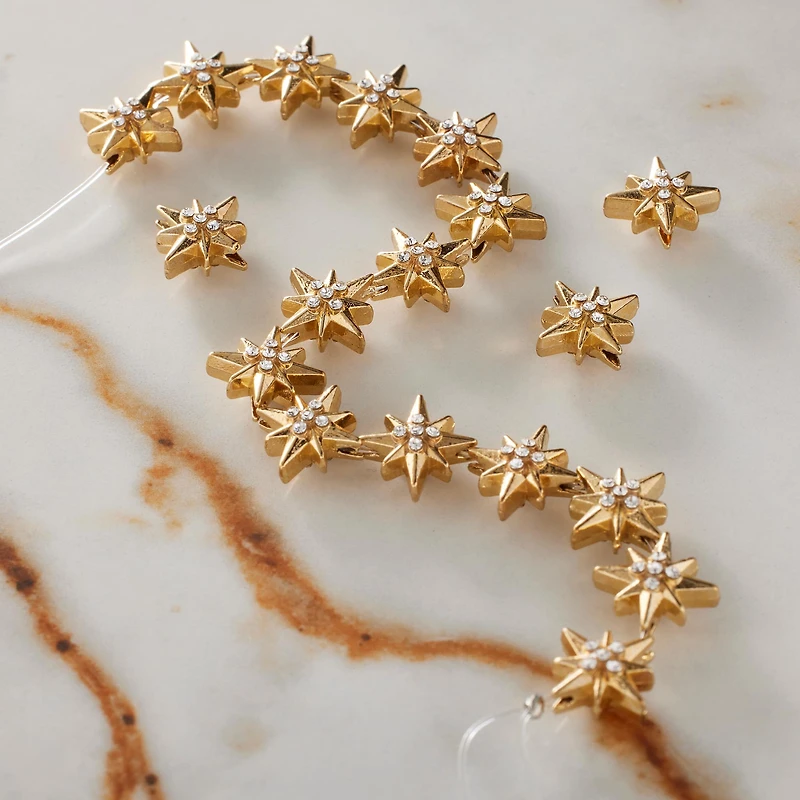 Gold Metal Star Beads, 11mm by Bead Landing™