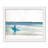 Surfer Walking White Framed Print