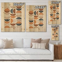 Designart - Abstract Sun and Moon S In Blue and Orange - Modern Print on Natural Pine Wood