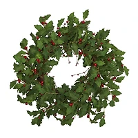 28" Green Holly & Berry Wreath