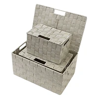 Sorbus 3-Piece Woven Basket with Lid Set