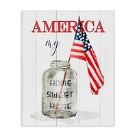 Stupell Industries America My Home Sweet Home Patriotic Country Flag Canvas Wall Art