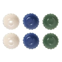 Hello Honey® 10" Blue, Green & Cream Stoneware Bowl with Scalloped Edge Set