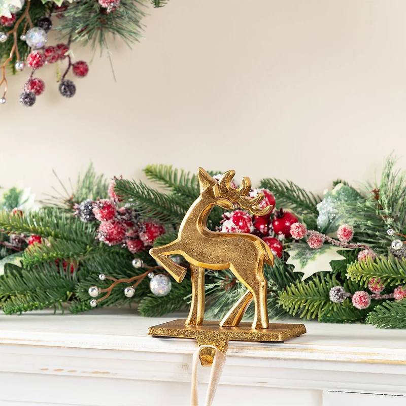 Glitzhome® Christmas Resin Tree and Reindeer Stocking Holder Set
