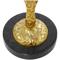 Gold Aluminum Pedestal Base Accent Table with Black Marble Top 13" x 13" x 25"