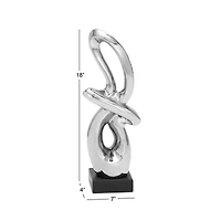 18" Silver Ceramic Modern Abstract Sculpture