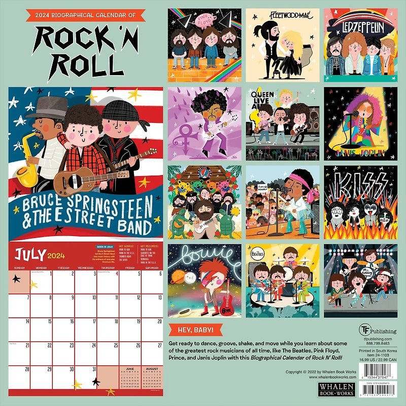 TF Publishing 2024 Rock 'n Roll Biographies Calendar