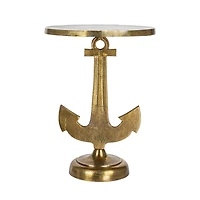Hello Honey® 19" Round Gold Nautical Accent Table with Anchor Base