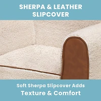 Cozee Sherpa Chair With Brown Leather