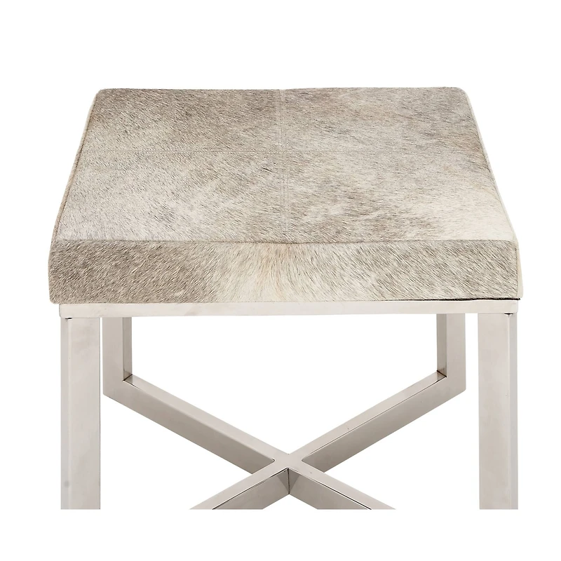20" Gray & White Stainless Steel Contemporary Stool