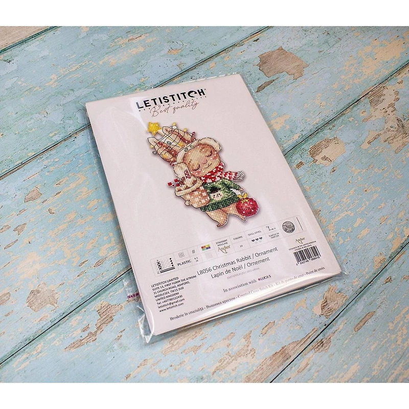 Letistitch Christmas Rabbit Ornament Counted Cross Stitch Kit