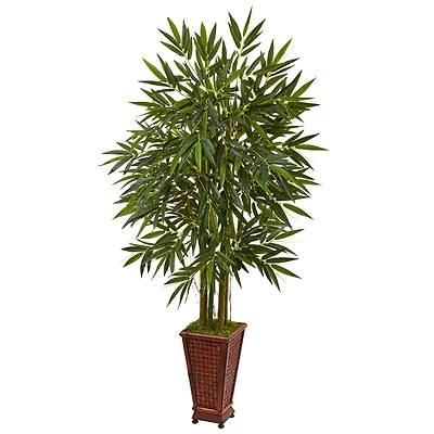 5.5ft. Bamboo Tree in Decorative Wood Planter