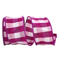 JAM Paper 2.5" x 10yd. Grape Shadow Check Wired Dupioni Ribbon