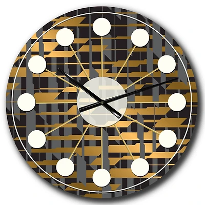 Designart 'Gold Checkered Pattern I Mid-Century Modern Wall Clock