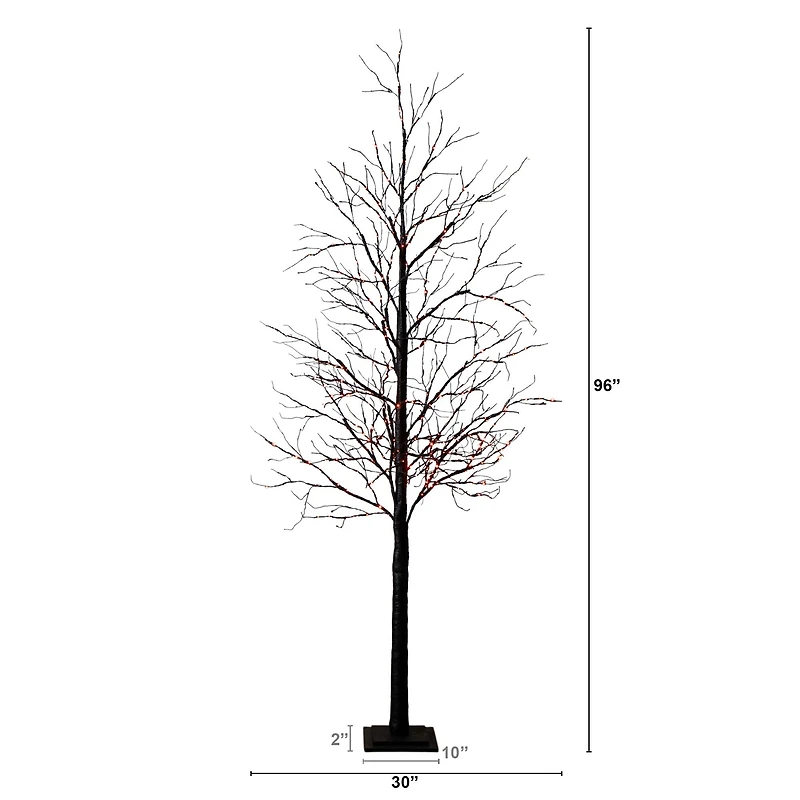 8ft. Pre-Lit Halloween Black Twig Artificial Tree with 510 Orange & Purple LED Lights