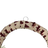 24" Moose Burlap Wrapped & Berry Christmas Wreath