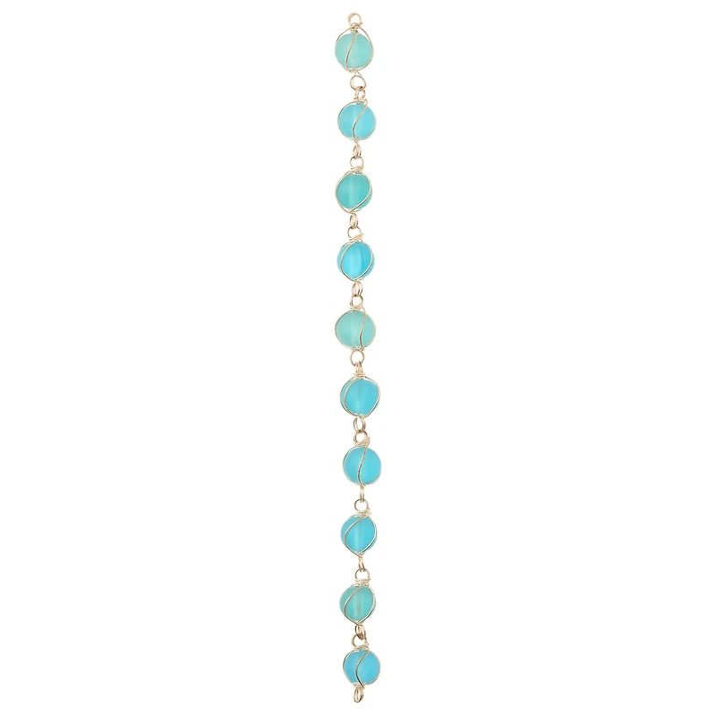 Aqua Wire-Wrapped Glass Beads, 10mm by Bead Landing™