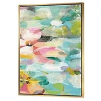 Designart - Handpainted Abstract Flowers in Blue and Pink