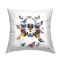 Stupell Industries Fashion Buckle Purse Vivid Glam Butterflies Throw Pillow, 18" x 18"