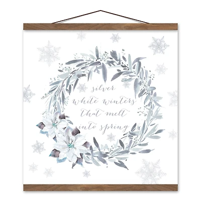 Silver Wreath 16x16 Teak Hanging Canvas