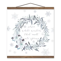 Silver Wreath 16x16 Teak Hanging Canvas